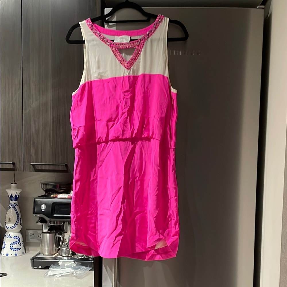 Pink and White Sleeveless Dress